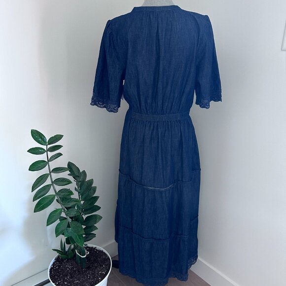 NWT Denim Maxi Dress sz L (T) - Denim Blue - Picture 7 of 16